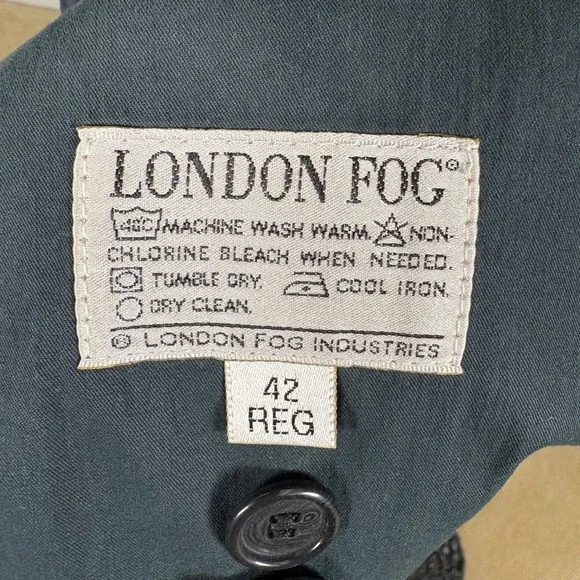 London Fog Men's Double-Breasted Belted Trench Coat 42 REG Green Made in USA